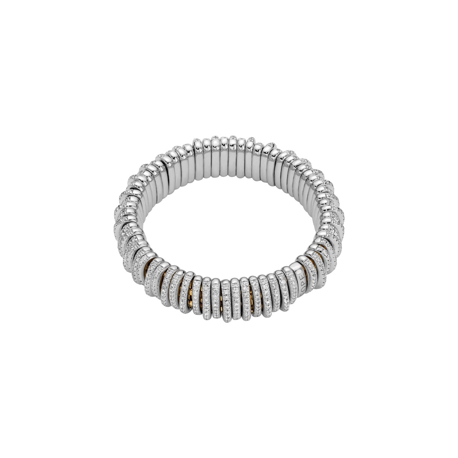 FOPE PANORAMA 18K Gold Flex’it Bracelet with White Diamond Pavé Rondels - Jackson Hole Jewelry Company