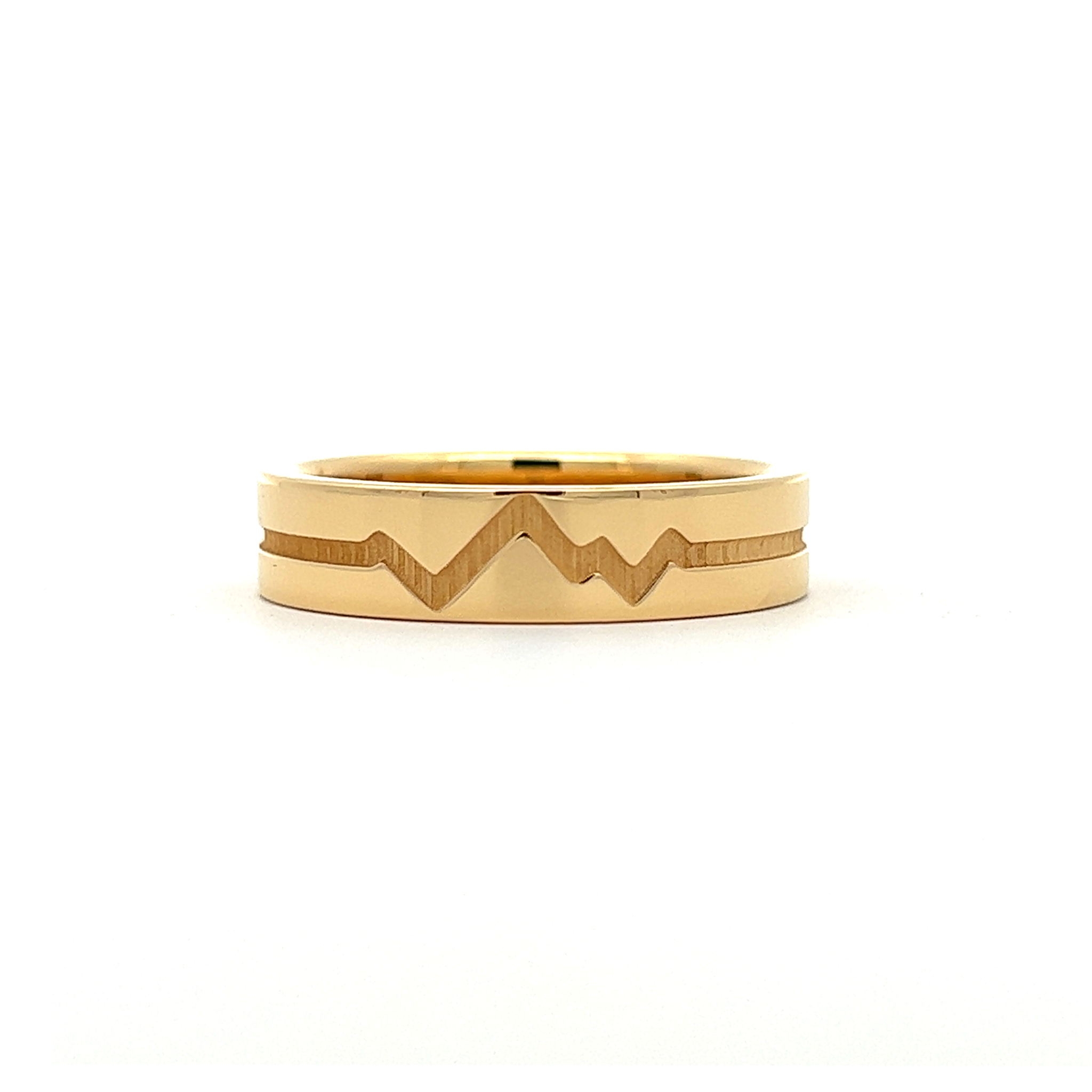 JHJCo. Teton Outline Engraved Band in 14K Yellow Gold - Jackson Hole Jewelry Company