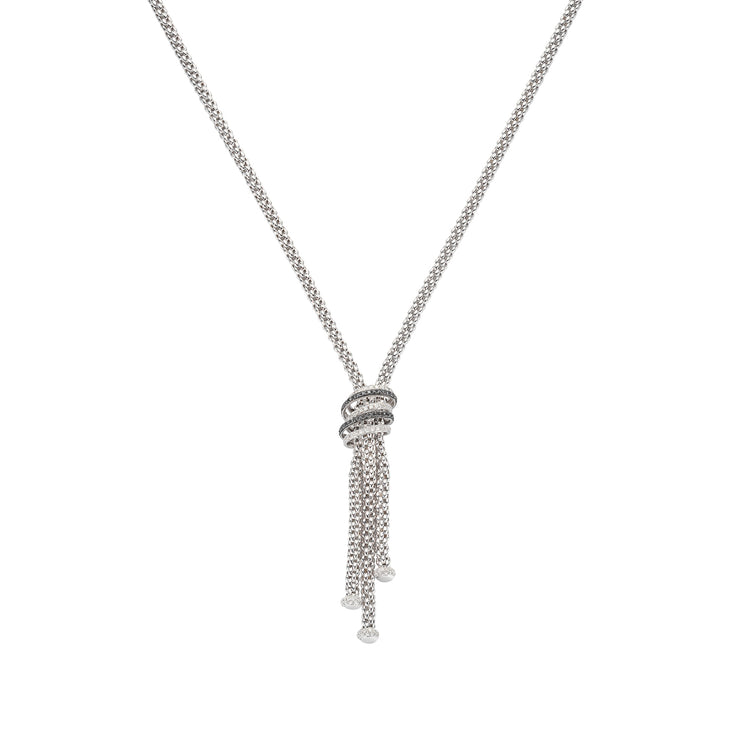 FOPE SOLO 18K Gold Necklace with White & Black Diamond Pavé Rondels - 1.69 carats
