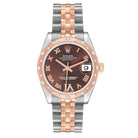 Rolex Datejust Lady 28mm Chocolate Roman Dial with Diamond Bezel in Steel and Rose Gold - Jackson Hole Jewelry Company