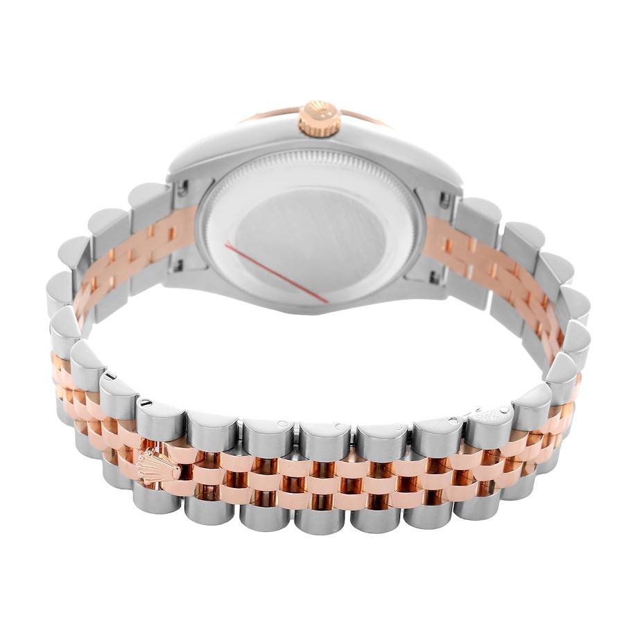 Rolex Datejust Lady 28mm Chocolate Roman Dial with Diamond Bezel in Steel and Rose Gold - Jackson Hole Jewelry Company