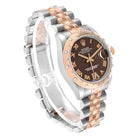 Rolex Datejust Lady 28mm Chocolate Roman Dial with Diamond Bezel in Steel and Rose Gold - Jackson Hole Jewelry Company