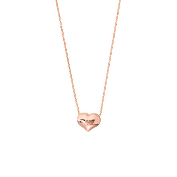 Puffed Heart Necklace in 14K Gold - Jackson Hole Jewelry Company