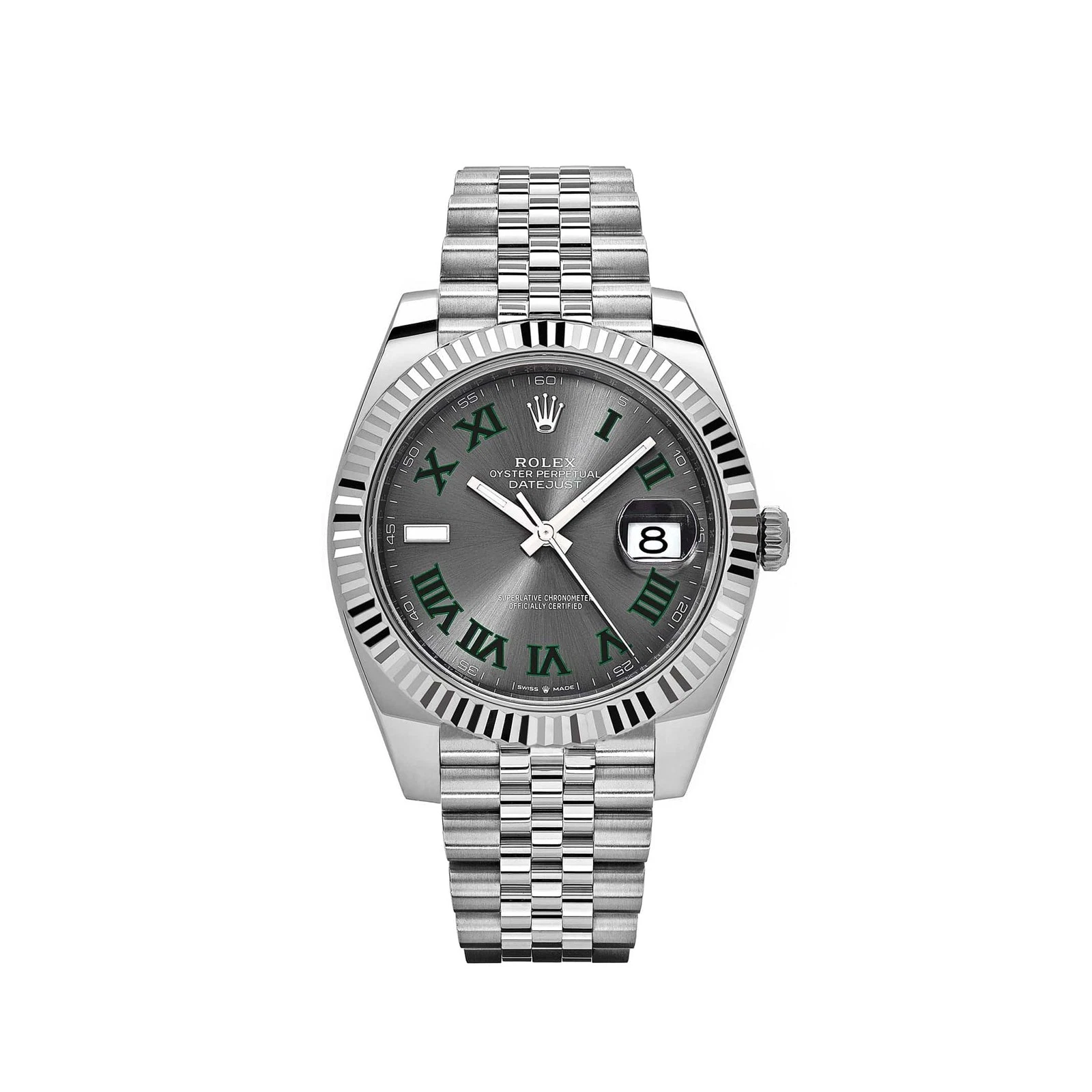 Rolex Datejust 41mm “Wimbledon” SS/WG Fluted Bezel on Jubilee - Jackson Hole Jewelry Company