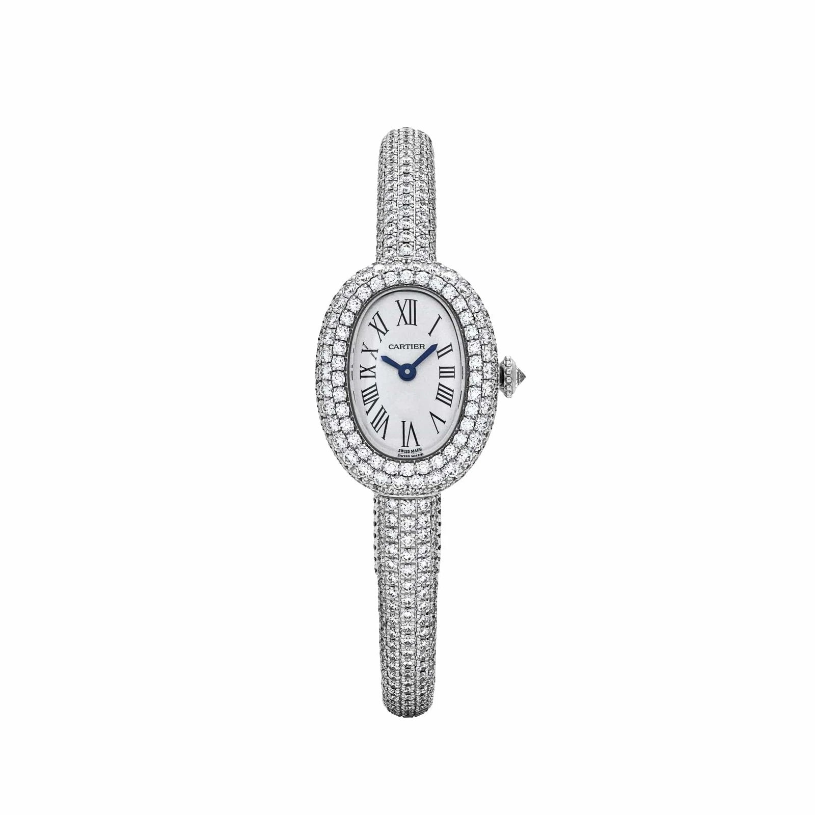 Cartier - Baignoire Mini with Silver Dial on Diamond Bracelet - Jackson Hole Jewelry Company