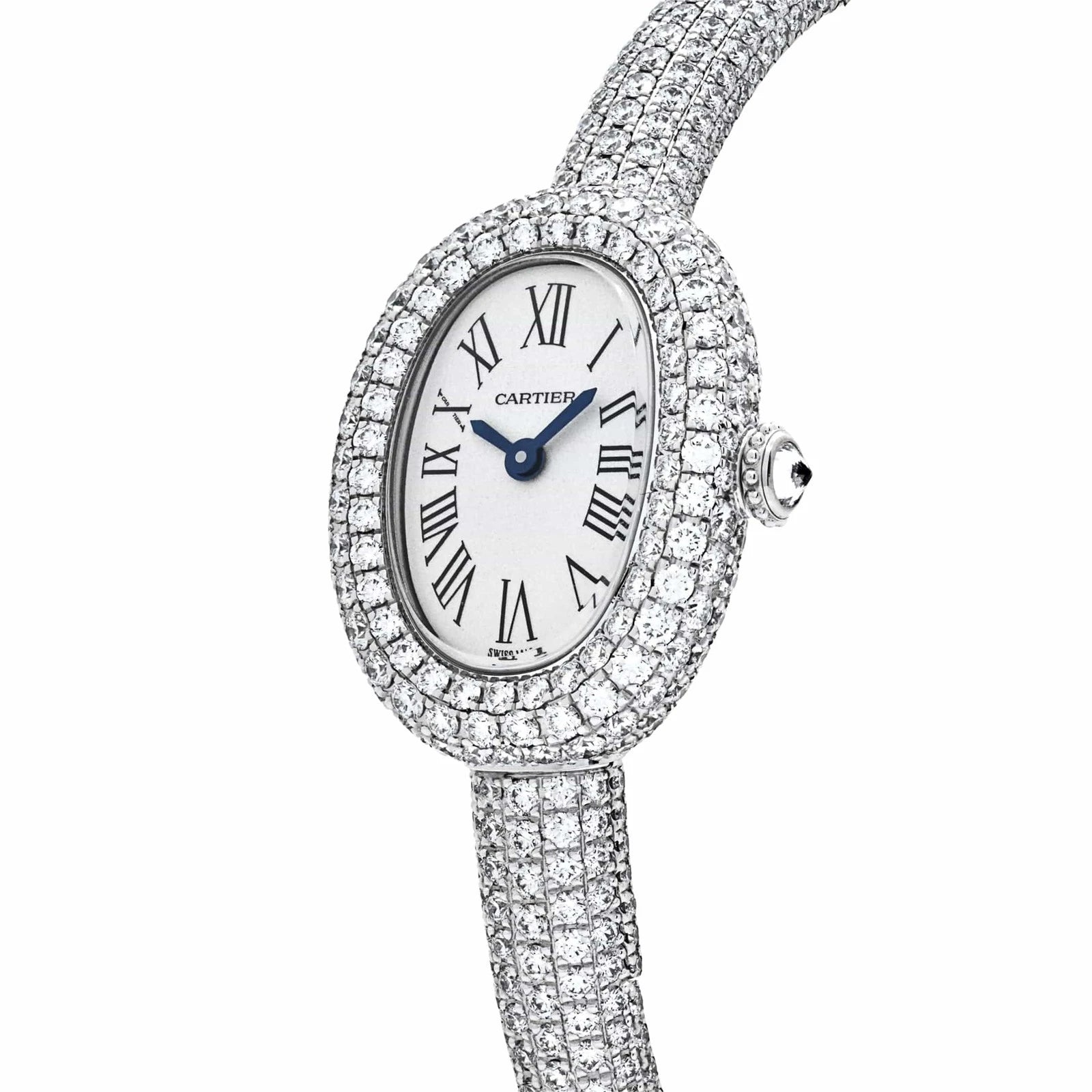 Cartier - Baignoire Mini with Silver Dial on Diamond Bracelet - Jackson Hole Jewelry Company