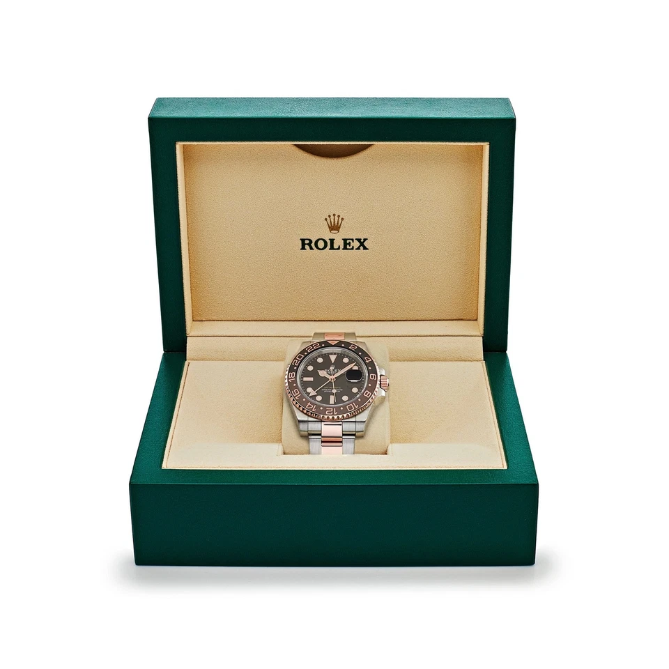 Rolex GMT Master II “Root Beer” 40mm Everose Rolesor with Black Dial and Cerachrom Bezel - Jackson Hole Jewelry Company