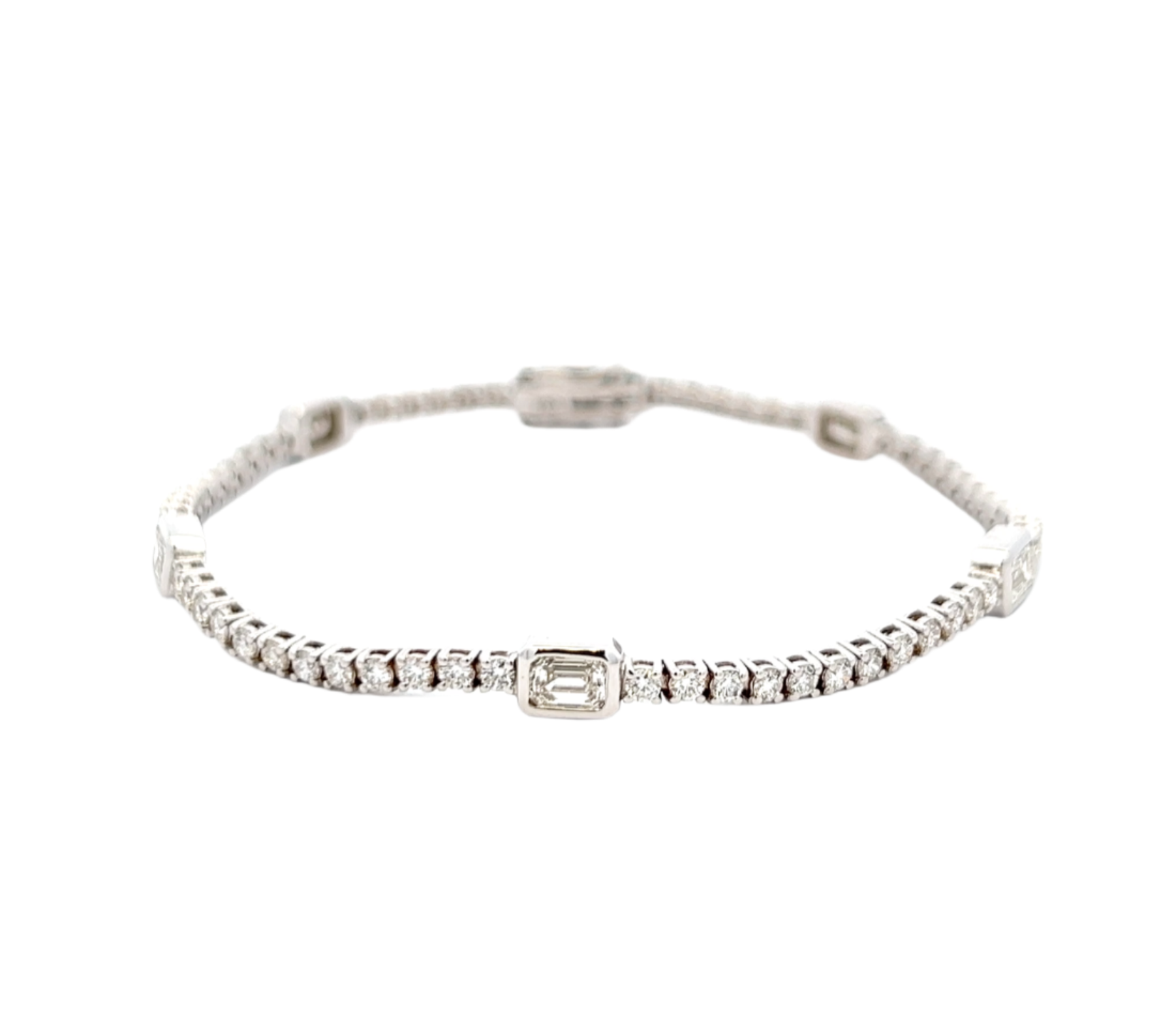 3.28 CT Straighline Tennis Bracelet with Emerald Cut Accents - Jackson Hole Jewelry Company