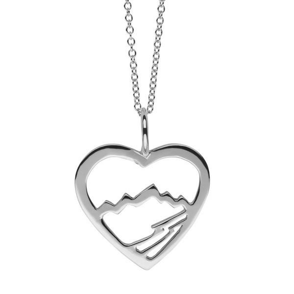Small Sterling Silver Teton Heart Pendant - Jackson Hole Jewelry Company
