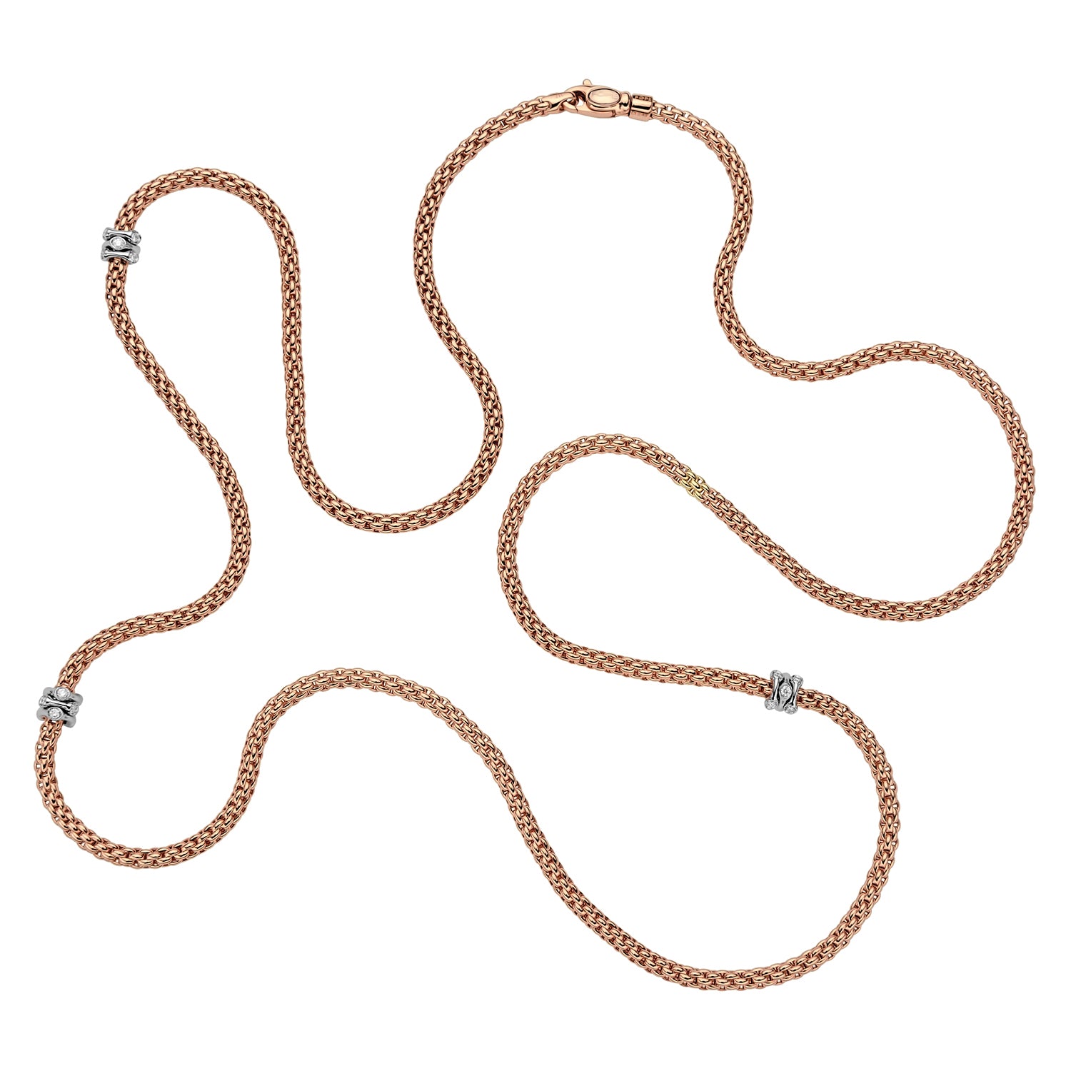FOPE PRIMA 18K Gold Multi-Charm Flex'it Necklace with White Diamonds - 0.37 carats - Jackson Hole Jewelry Company