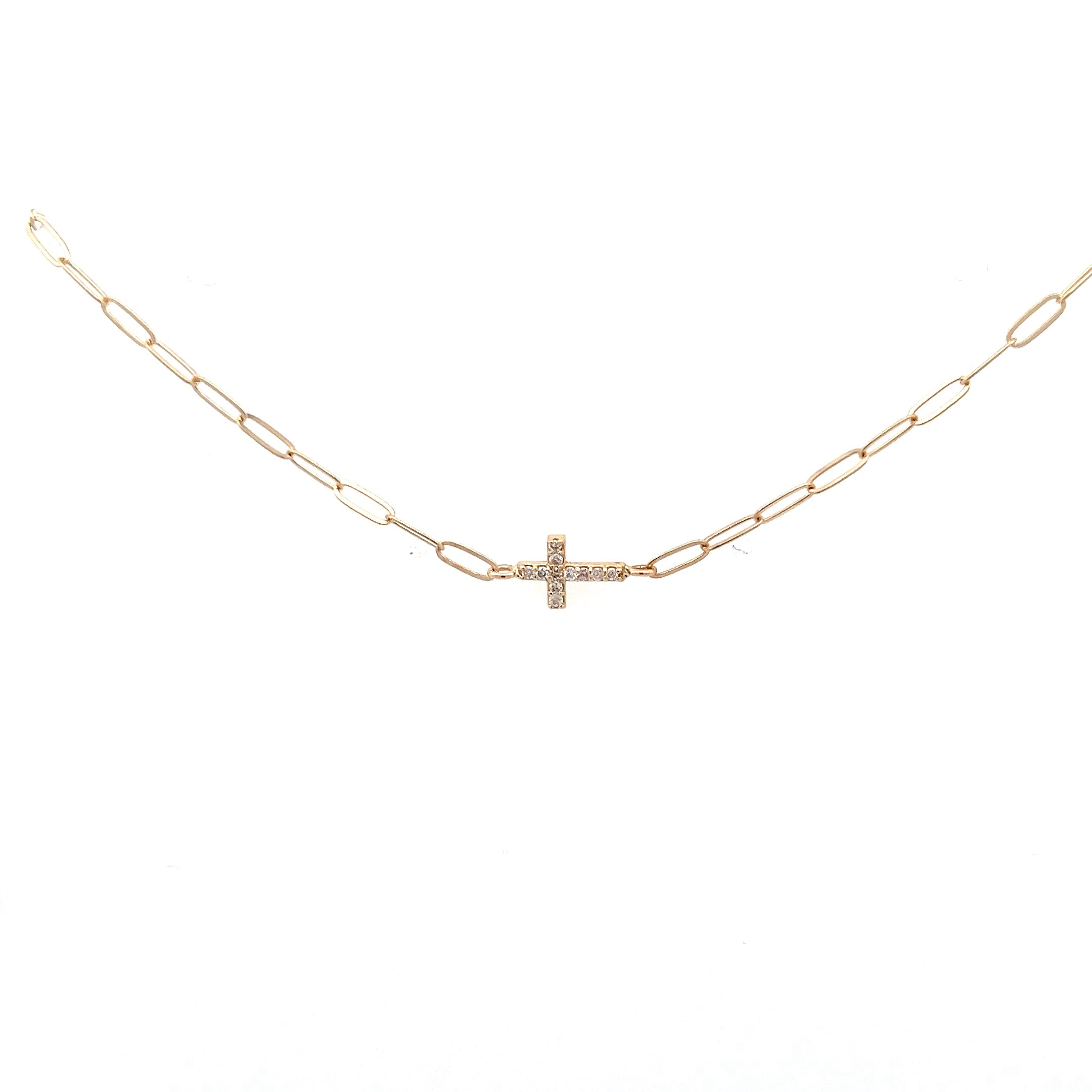 LOVE LETTER DIAMOND PAVÉ CROSS BRACELET 14K YELLOW GOLD - Jackson Hole Jewelry Company