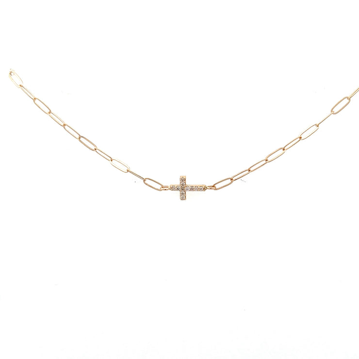LOVE LETTER DIAMOND PAVÉ CROSS BRACELET 14K YELLOW GOLD - Jackson Hole Jewelry Company