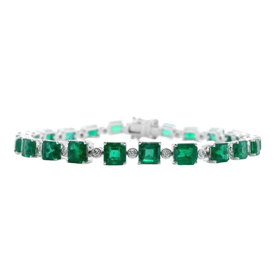 Emerald Bracelet with Diamond Accent - Jackson Hole Jewelry Company