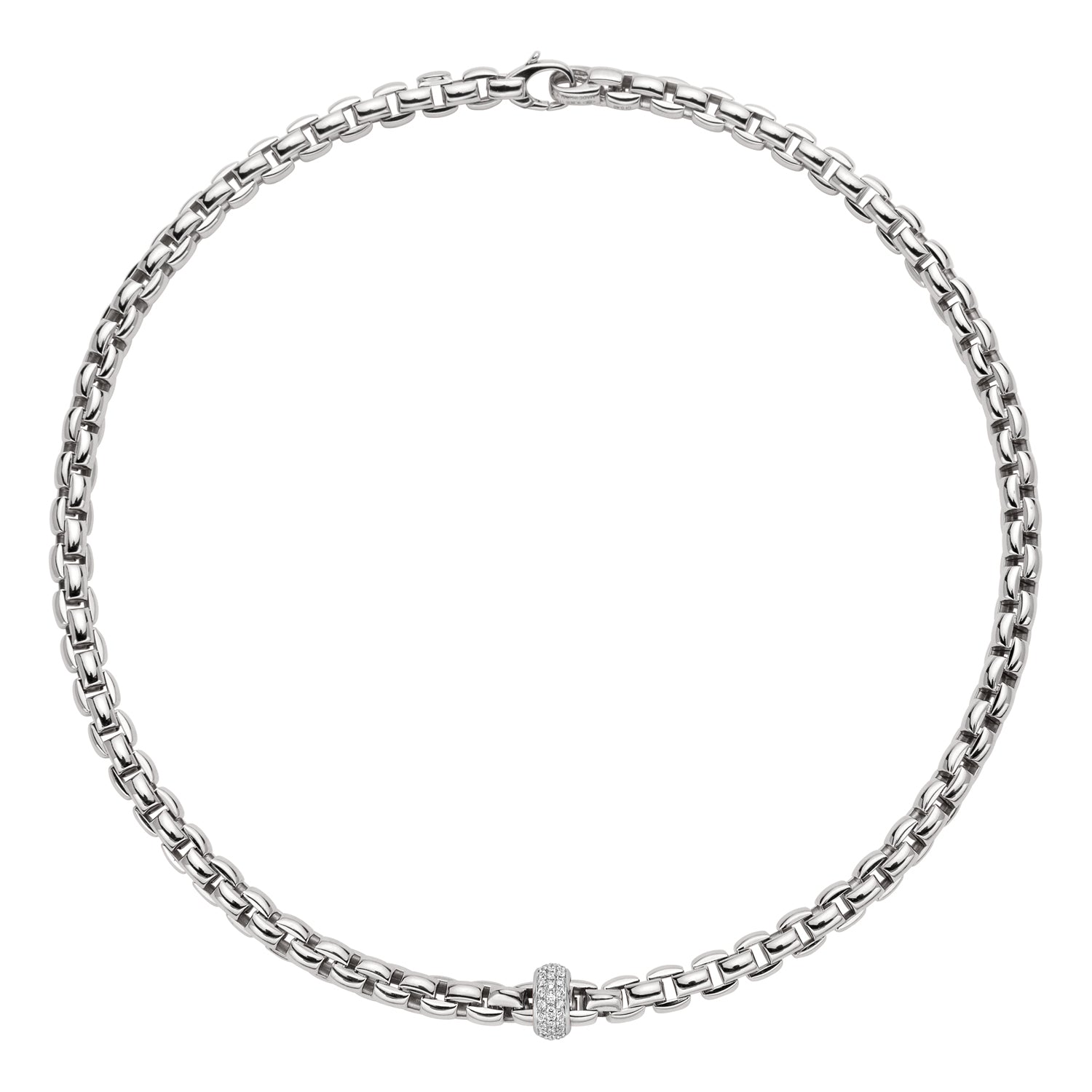 FOPE EKA 18K Gold Necklace with White Diamond Pavé Rondel - 0.40 carats - Jackson Hole Jewelry Company
