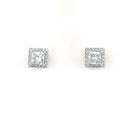 .84cttw Halo Stud Earrings Square 18KW - Jackson Hole Jewelry Company