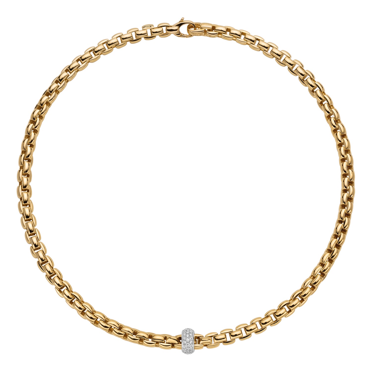 FOPE EKA 18K Gold Necklace with White Diamond Pavé Rondel - 0.40 carats - Jackson Hole Jewelry Company