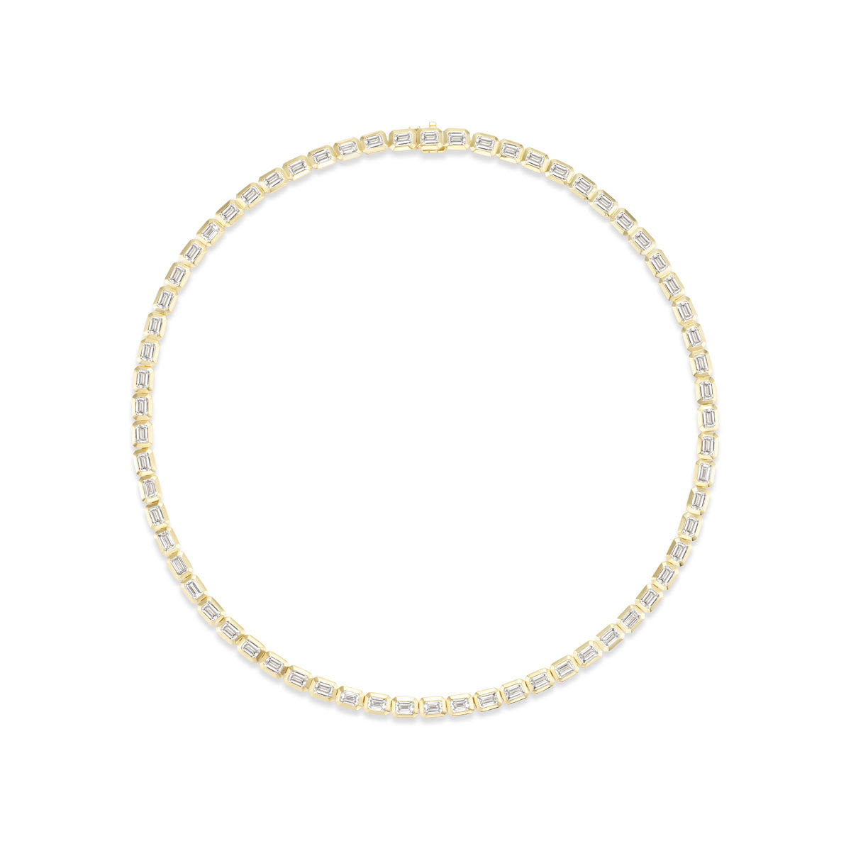 18K Yellow Gold Emerald Cut Diamond Bezel Necklace – 19.82 Carats - Jackson Hole Jewelry Company