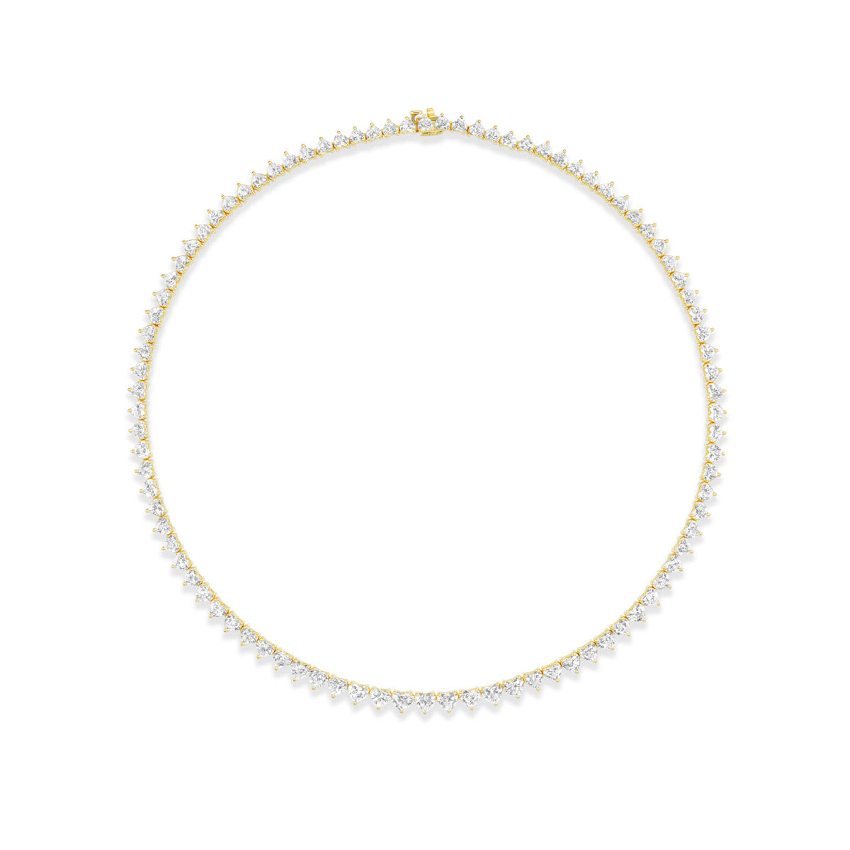 18K Yellow Gold Heart Shape Diamond Graduated Tennis Necklace - Jackson Hole Jewelry Company
