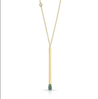 18K Yellow Gold Matchstick Pendant with Round Emeralds 29" - Jackson Hole Jewelry Company