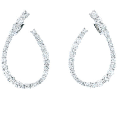 Diamond Hoop Earrings in 18K White Gold - Jackson Hole Jewelry Company