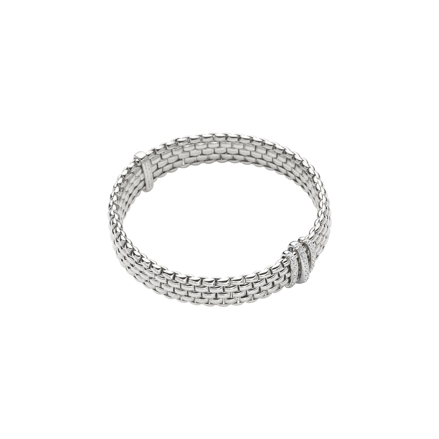 FOPE PANORAMA 18K Gold Flex’it Bracelet With White Diamond Pavé Rondels - 0.23 carats - Jackson Hole Jewelry Company