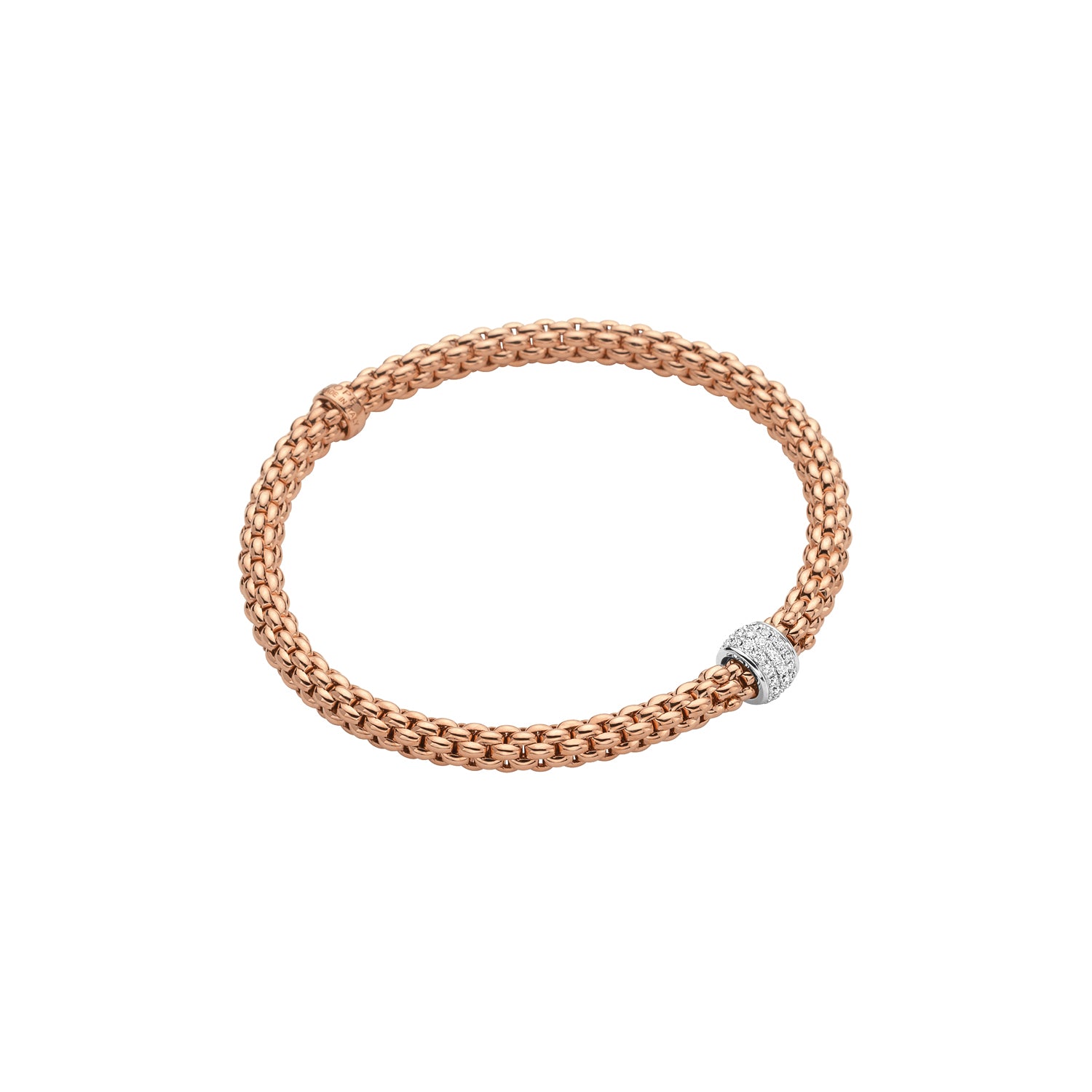 FOPE SOLO 18K Gold Flex’it Bracelet with White Diamond Pavé Rondel - 0.29 carats - Jackson Hole Jewelry Company