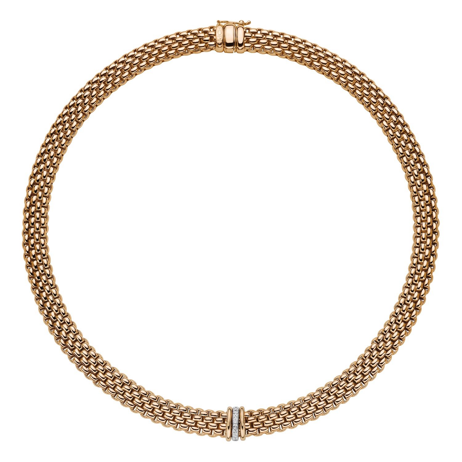 FOPE PANORAMA 18K Gold Necklace with White Diamond Set Rondels - 0.08 carats - Jackson Hole Jewelry Company