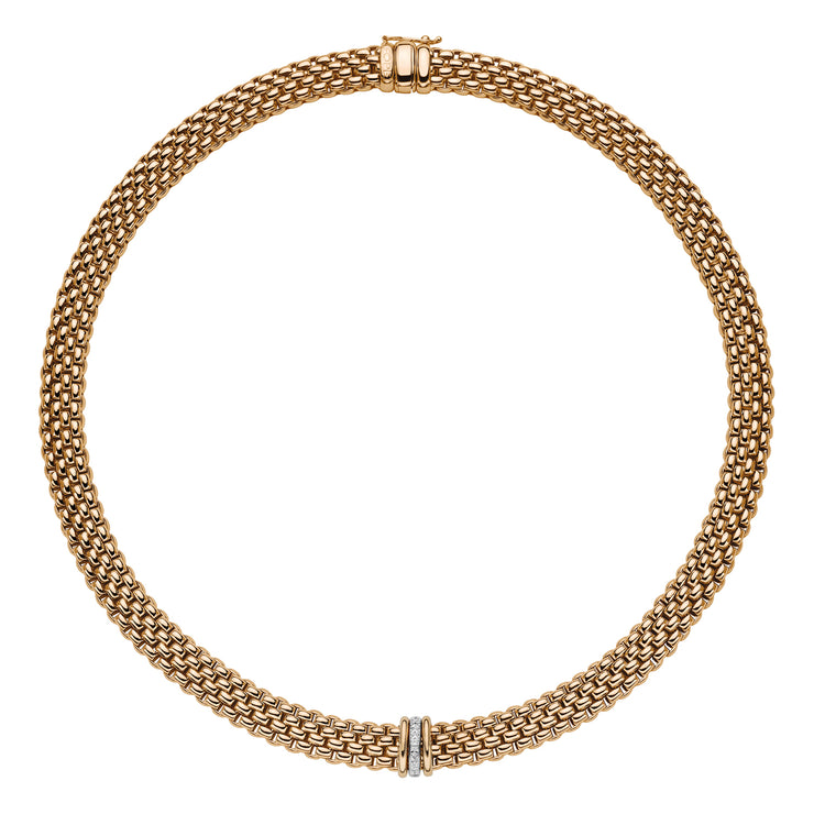 FOPE PANORAMA 18K Gold Necklace with White Diamond Set Rondels - 0.08 carats - Jackson Hole Jewelry Company