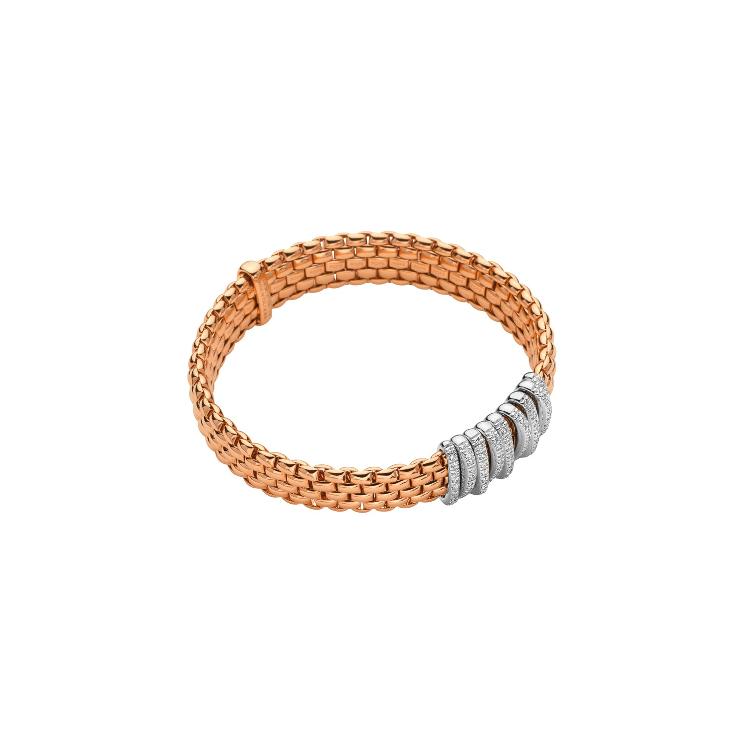FOPE PANORAMA 18K Gold Flex'it Bracelet with White Diamond Pavé Rondels - 0.68 carats - Jackson Hole Jewelry Company