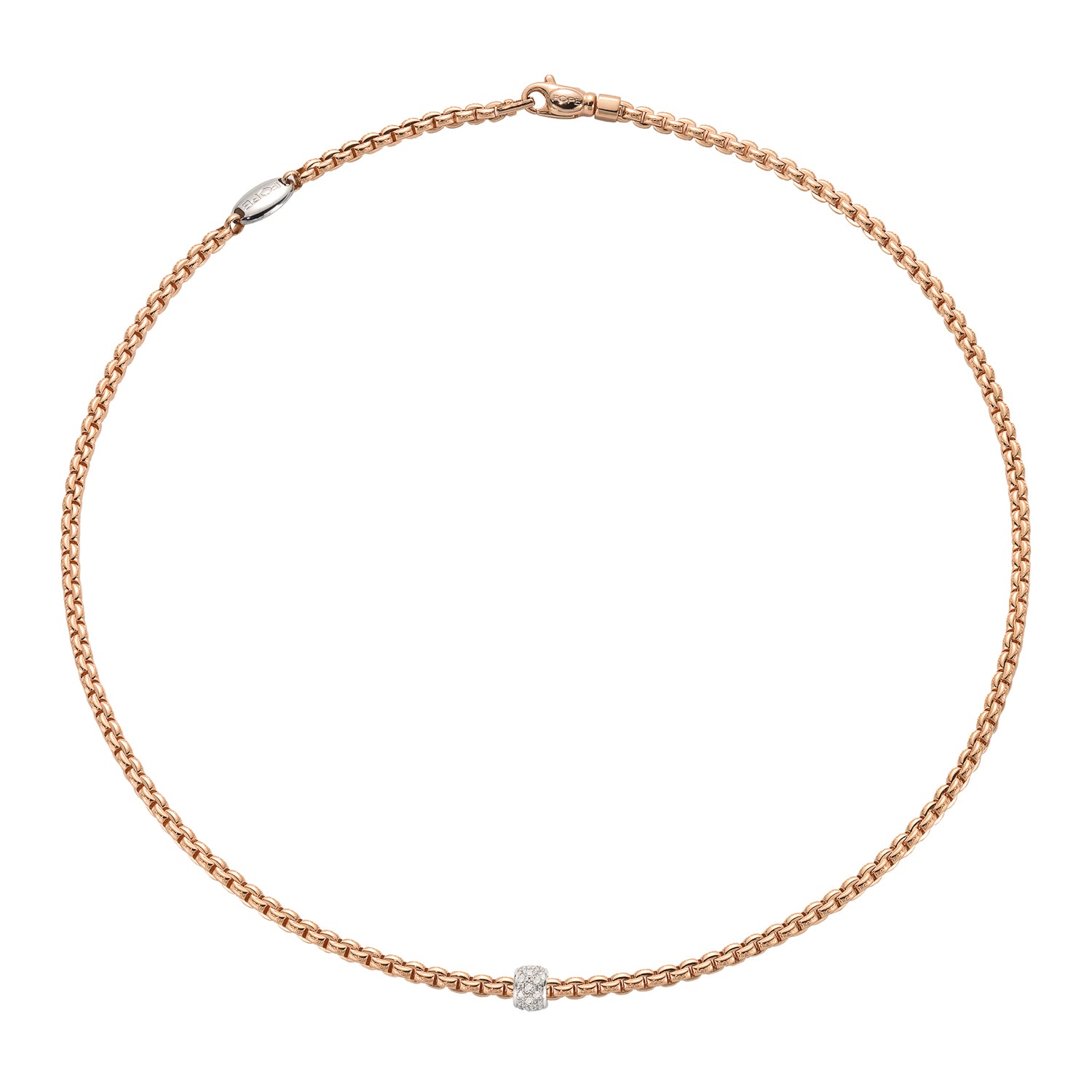 FOPE EKA 18K Gold Necklace with White Diamond Pavé Rondel - 0.19 carats - Jackson Hole Jewelry Company