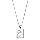 Teton Signature Collection Small Rectangular Teton Pendant with White Sapphire in .925 SterlingSilver - Jackson Hole Jewelry Company