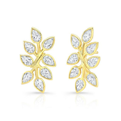 Diamond Leaf Earrings - Jackson Hole Jewelry Company