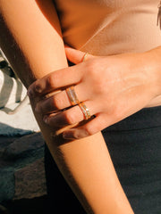 Julez Bryant 14k Rose Gold Rani Ring with Paved White Diamond Center Stripe - Jackson Hole Jewelry Company