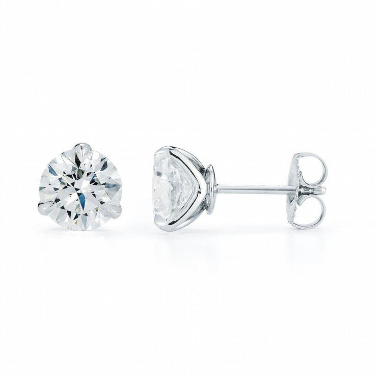 1 Carat Round Diamond Stud 3 Prong Earrings - Jackson Hole Jewelry Company
