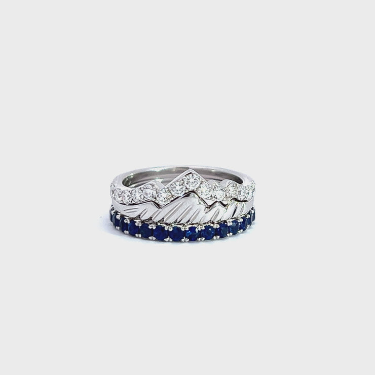 LUXE EDITION: 18 Karat French Cut Snake River Sapphire Pavé Eternity Band