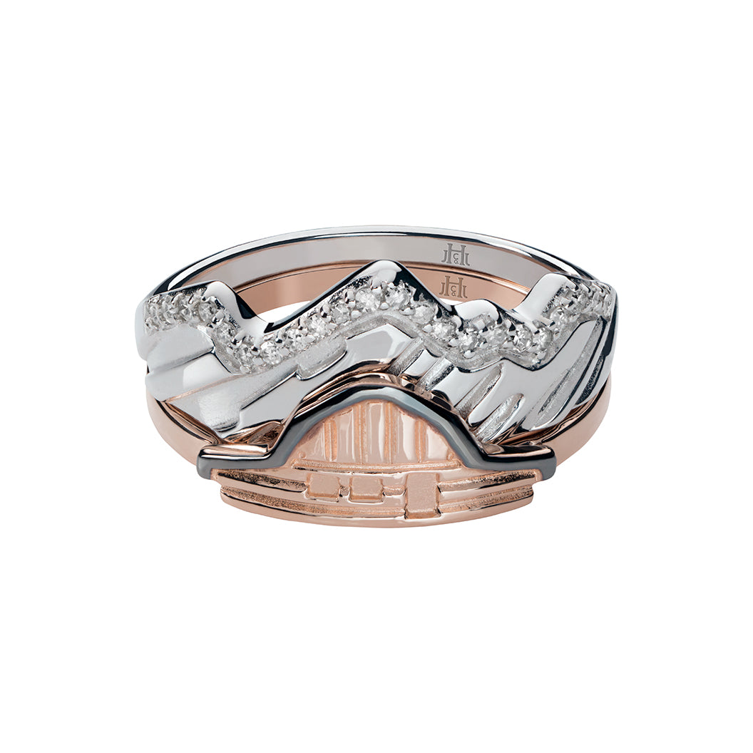 Teton Mountain Stacking Ring 14KY & 14KW with Diamonds – Jackson Hole ...