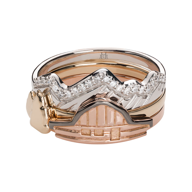 Teton Mountain Stacking Ring 14KY & 14KW with Diamonds – Jackson Hole ...