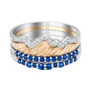 Two Stack Teton Mountain Rings with Sapphire Jenny Lake Bands - Jackson Hole Jewelry Company