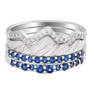 Limited Edition 18 Karat Teton Stacking Rings™ with Sapphire Jenny Lake Bands (4 Ring Set) - Jackson Hole Jewelry Company