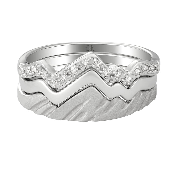 Limited Edition 18 Karat White Teton Stacking Rings™ (3 Ring Set) - Jackson Hole Jewelry Company