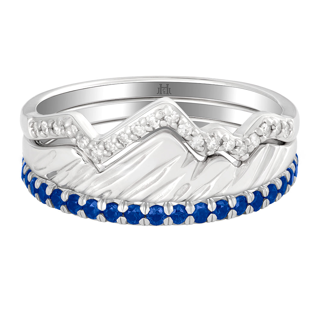 Teton Blue Sapphire Eternity Band in 18K White Gold – Jackson Hole