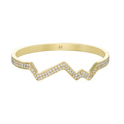 Diamond Pavé 18 Karat Yellow Gold Hinged Teton Outline Stacking Bracelet - Jackson Hole Jewelry Company