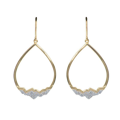 14 Karat Gold Tear Drop Earrings with Diamond Inverted Tetons - Jackson Hole Jewelry Company