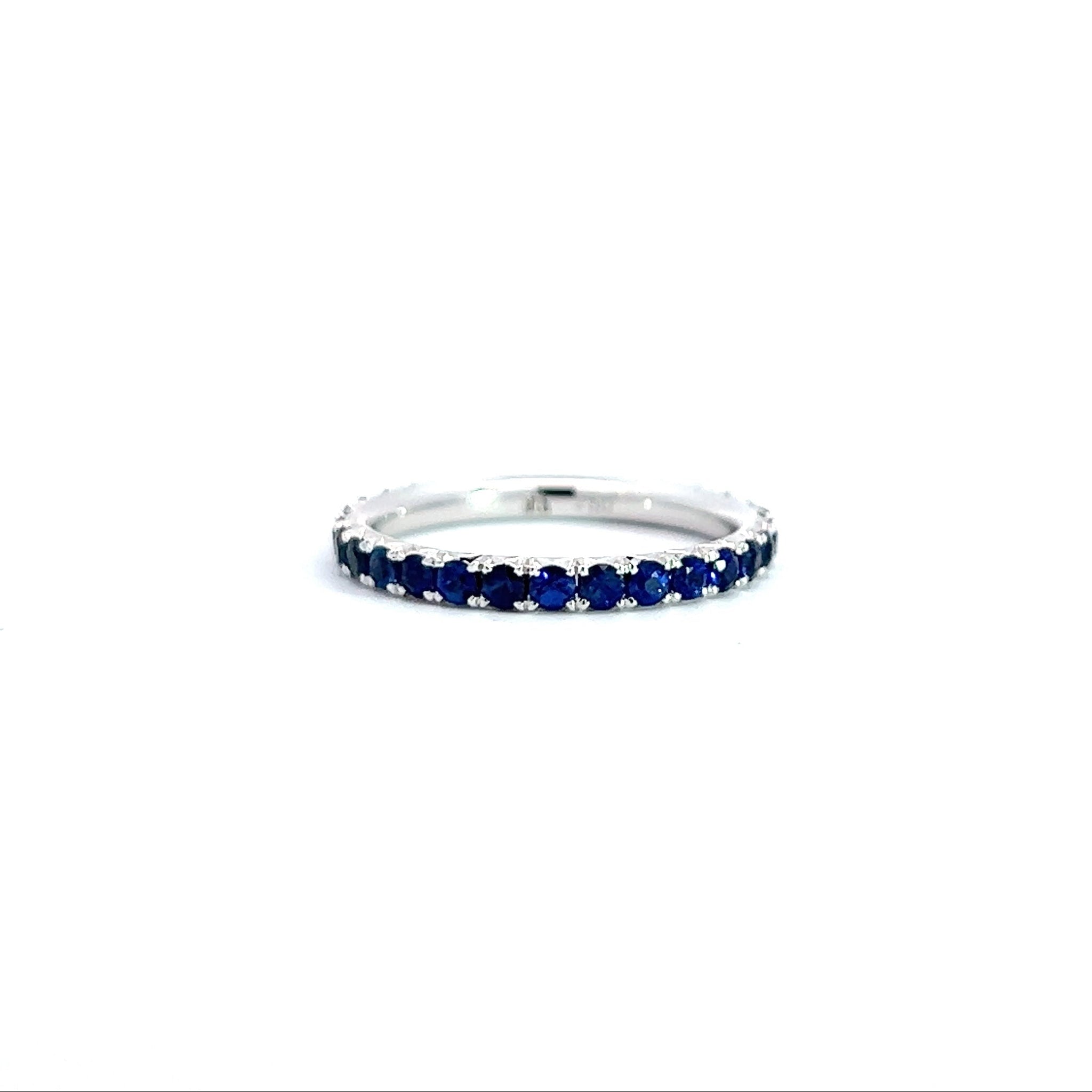 LUXE EDITION: 18 Karat French Cut Snake River Sapphire Pavé Eternity Band - Jackson Hole Jewelry Company