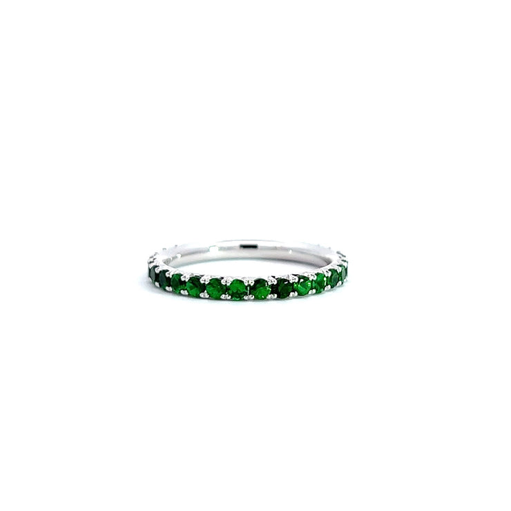 LUXE EDITION: 18 Karat French Cut Green Tsavorite Pavé Eternity Band - Jackson Hole Jewelry Company