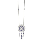 18 Karat White Gold with Diamond and Sapphire Dreamcatcher Necklace - Jackson Hole Jewelry Company