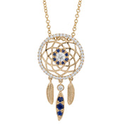 18 Karat Diamond and Sapphire Dreamcatcher Necklace - Jackson Hole Jewelry Company