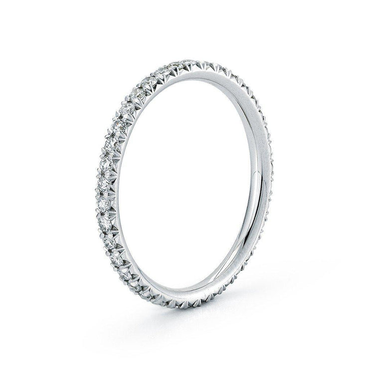 JeenMata .75 ct - Round Fire Moissanite - Pave Set - Anniversary Bands -  Vintage - Stackable Rings - 18K White Gold over Silver - Walmart.com