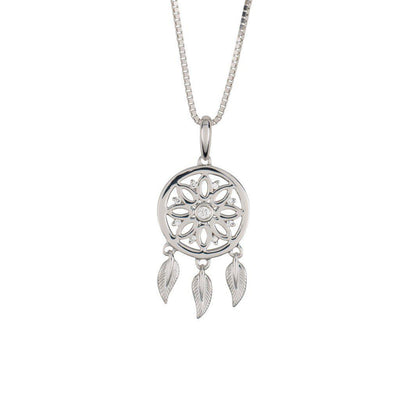 18 Karat White Gold and Diamond Dreamcatcher Pendant - Jackson Hole Jewelry Company