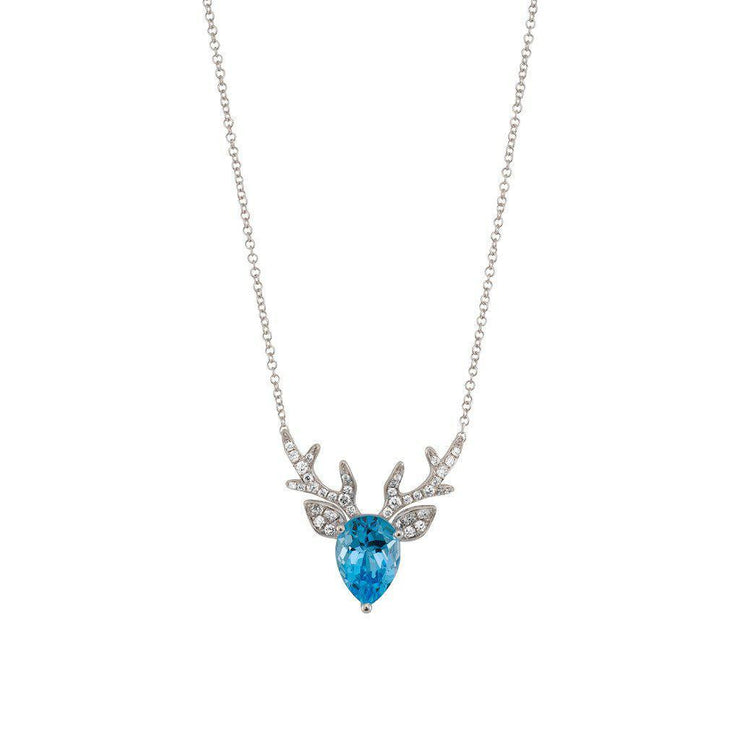 18 Karat White Gold Blue Topaz and Diamond Pendant - Jackson Hole Jewelry Company